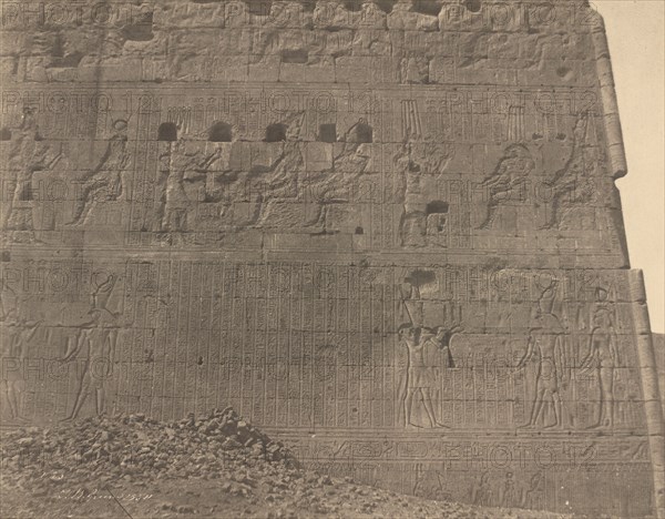 Edfu-Sculptures and Inscriptions on Oriental Face, 1854.