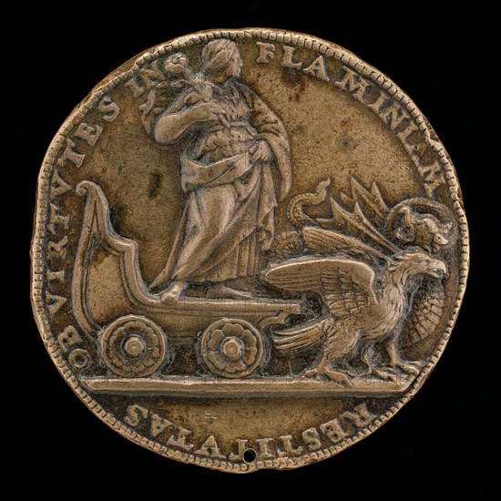 Figure in a Car Drawn by a Dragon and an Eagle [reverse], c. 1519.