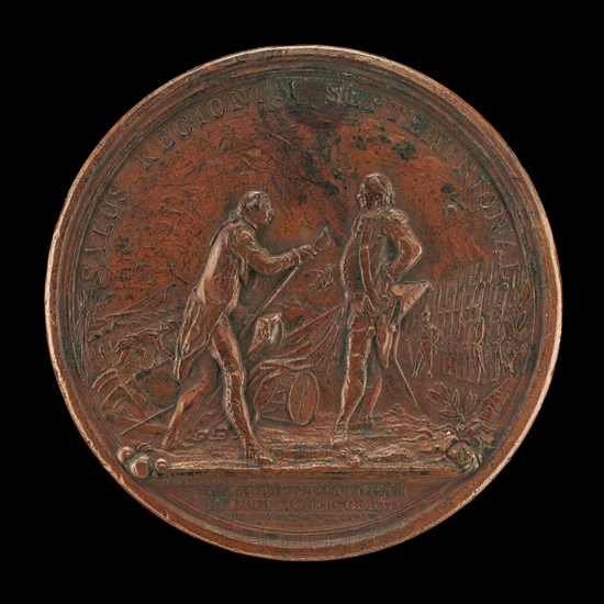 General Burgoyne Surrenders His Sword to General Gates at Saratoga [reverse], 1787.