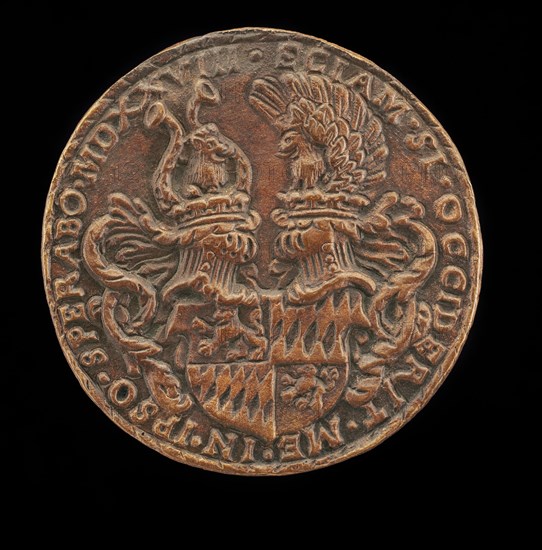 Shield with Casques and Crests [reverse], 1528.