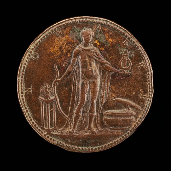 Apollo Holding a Bow and Lyre [reverse], 1577.