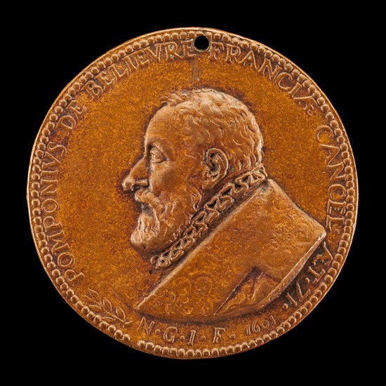 Pomponne de Bellièvre, 1529-1607, Chancellor of France 1599-1605 [obverse], 1601.