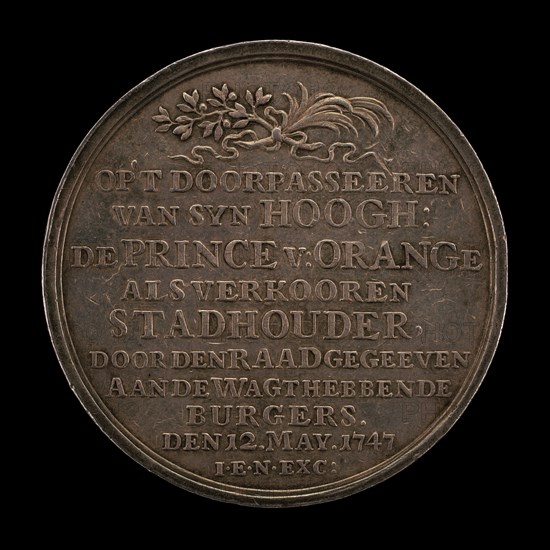 Inscription: William IV, Prince of Orange, Elected Stadtholder [obverse], 1747.