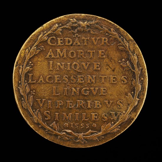 Inscription in a Laurel Wreath [reverse], 1555.