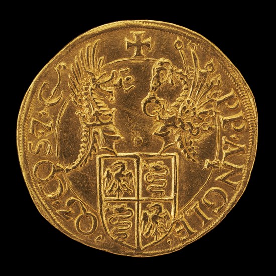 Shield with Two Crests [reverse], 16th century.