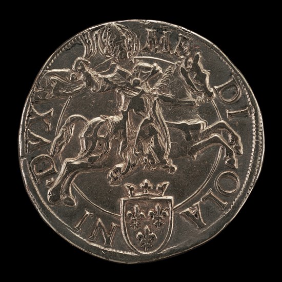 Saint Ambrose on Horseback, Wielding a Scourge [reverse], 16th century.