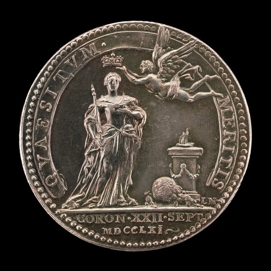 Fame Crowning the Queen before an Altar [reverse], 1761.