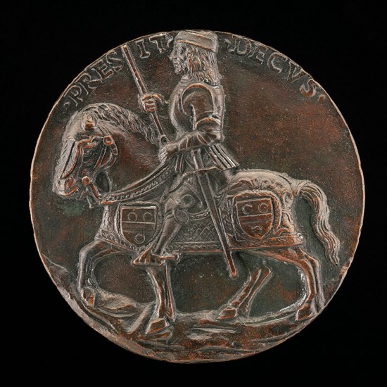 Jean du Mas on a Horse Wearing Chanfron and Bardings [reverse], 1494/1495.