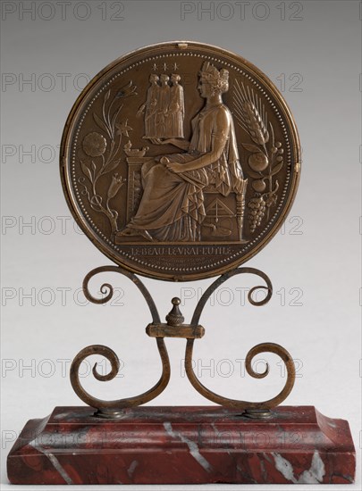 Architecture Holding Statues of Personifications of Structure, Form, and Color..., [obverse], designed 1843, awarded 1911.