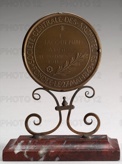 Inscription [reverse], designed 1843, awarded 1911.