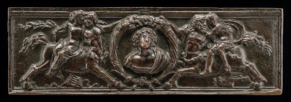 Front of a writing casket: Centaurs and Nymphs with Cornucopiae and Bust, c. 1500.