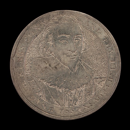 James I, 1566-1625, King of England 1603 [obverse], c. 1625. Probably by Simon de Passe.