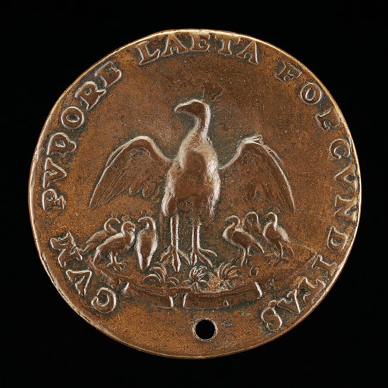 Pea-hen with Six Young [reverse], c. 1540.