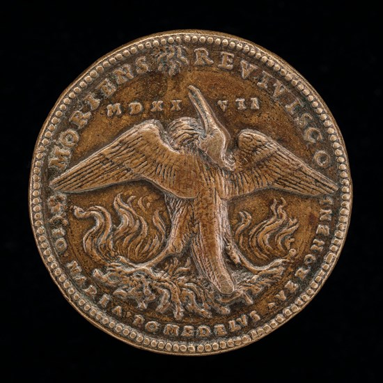 Phoenix on a Pyre Gazing at the Sun [reverse], c. 1527.