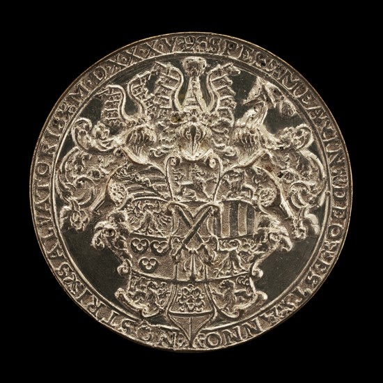 Shield with Helms and Crests [reverse], 1535.