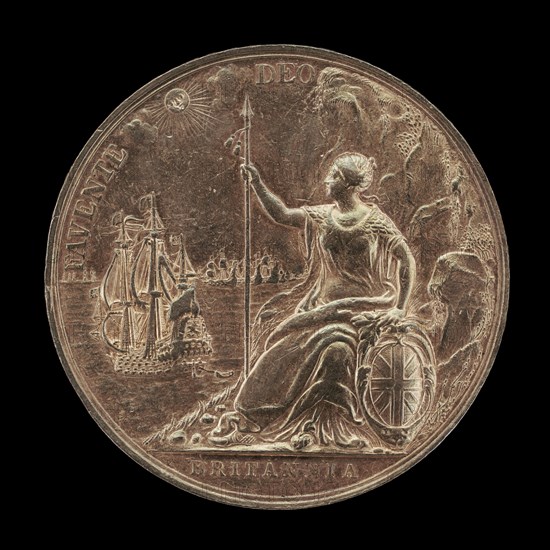 Armed Britannia Surveying Her Navies [reverse], 1667.