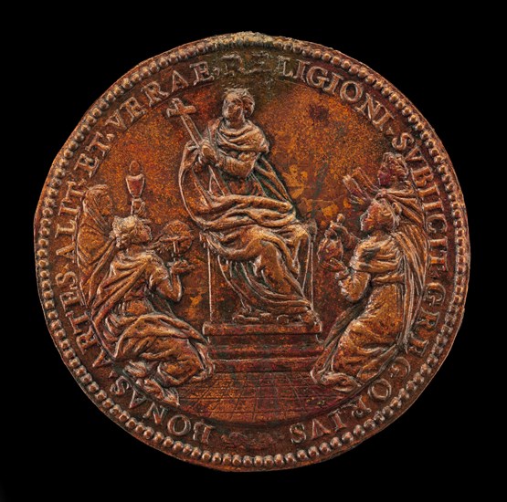 Religion Enthroned between Theology, Astronomy, Philosophy, and Literature [reverse], 1582.