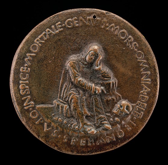 Fra Cesario Seated on a Rock, Contemplating a Skull [reverse], c. 1467.
