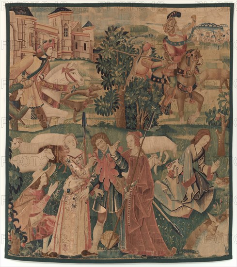 Hunting and Pastoral Scenes, with a laughing man between ladies, c. 1510.