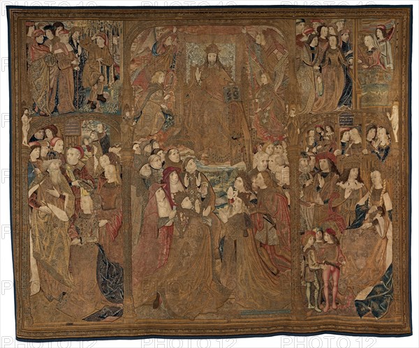 The Triumph of Christ ("The Mazarin Tapestry"), c. 1500. on the left emperor Augustus is with the Tiburtine sibyl