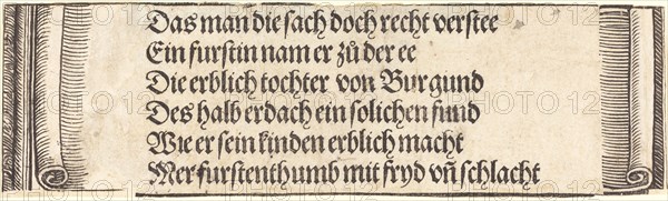Printed text for "The Betrothal of Maximilian with Mary of Burgundy", 1515.