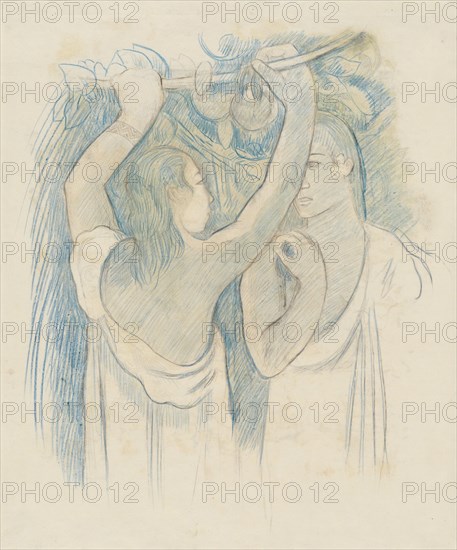 Two Tahitians Gathering Fruit [verso], 1899/1900.