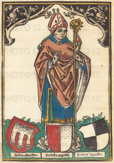 Bishop of Augsburg with Three Coats of Arms, c. 1485.