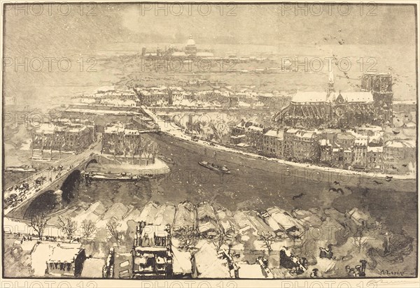 Paris under Snow, View from St.-Gervais (Paris sous la neige, vu du haut de St.-Gervaais), 1890.