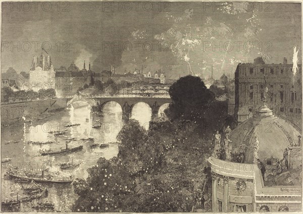 Le 14 Juillet. Illumination de la Seine du Pont Neuf au Pont au Change, 1882.