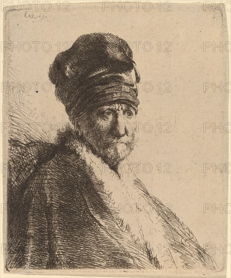 Bust of a Man Wearing a High Cap, Three-Quarters Right (The Artist's Father?), 1630.