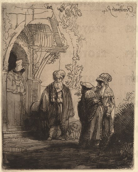 Three Oriental Figures (Jacob and Laban?), 1641.