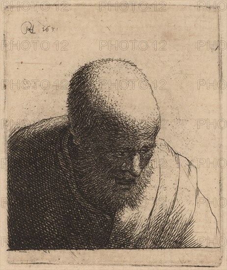 Bald Man with Open Mouth, Looking Down, c. 1630.