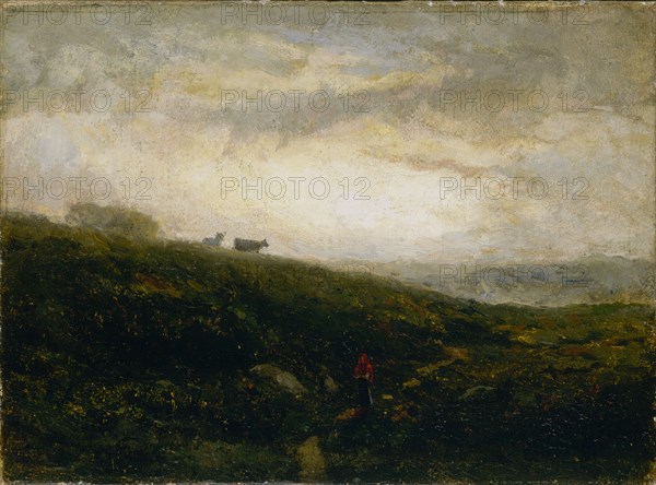 Untitled (cows descending hillside), 1881.