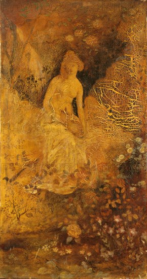 Panel for a Screen: Woman with a Deer, ca. 1876.