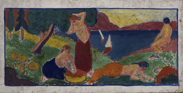 (Women in Landscape with Blue Border), before 1932.