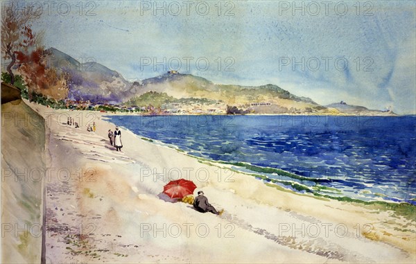 On the Beach below the Promenade des Anglais, Nice, France, 1898.