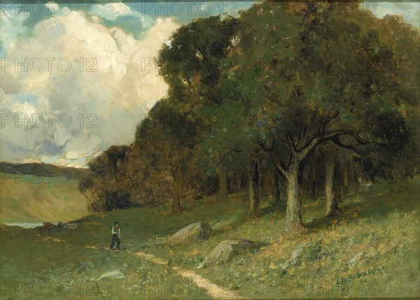 Untitled (man on path with trees in background), 1882.