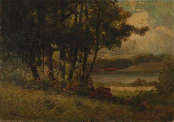 Untitled (landscape with cows grazing near river), 1891.