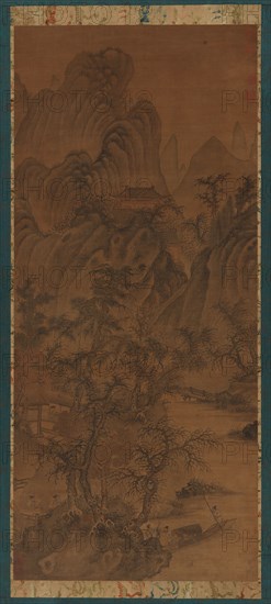 Landscape with Farm Buildings and Figures, 1368-1644. Formerly attributed to Guo Xi.