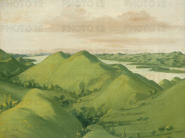 Beautiful Grassy Bluffs, 110 Miles above St. Louis, 1832.