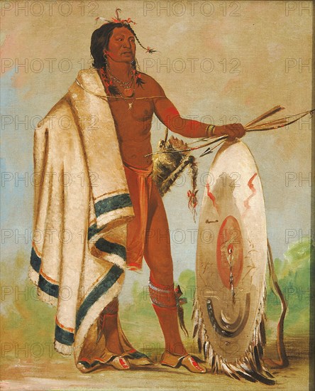 Kotz-a-tó-ah, Smoked Shield, a Distinguished Warrior, 1834. Seven feet tall.