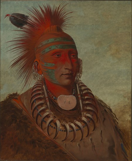 No-ho-mun-ya, One Who Gives No Attention, 1844.  Among fourteen Iowa travelled with George Catlin to London in the 1840s, to promote his Indian Gallery. He died in Liverpool, England, before the delegation left for Paris.