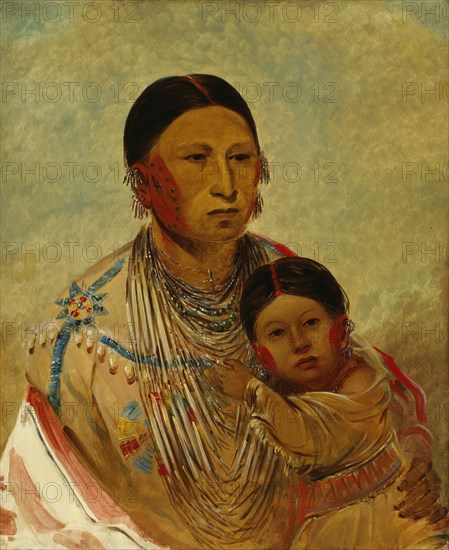 Ru-ton-ye-wee-ma, Strutting Pigeon, Wife of White Cloud, 1844. Creator: George Catlin.