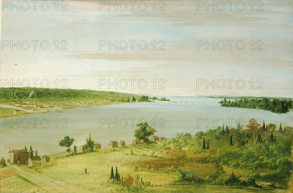 Sault Ste. Marie, Showing the United States Garrison in the Distance, 1836-1837.