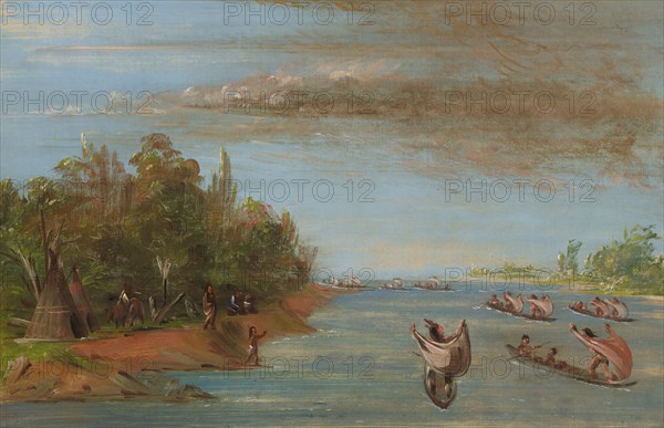 Sac and Fox Sailing in Canoes, 1837-1839.