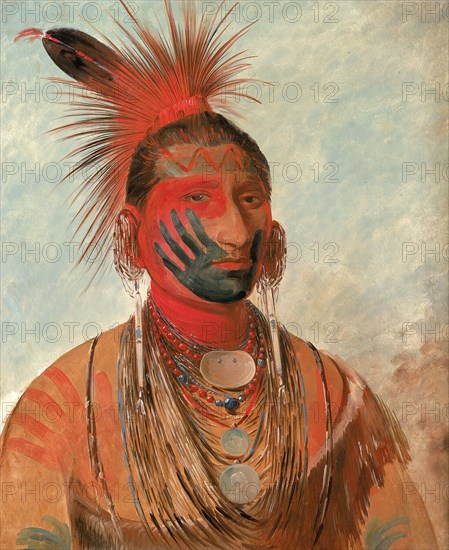 Wash-ka-mon-ya, Fast Dancer, a Warrior, 1844-1845. Travelled with George Catlin to London in the 1840s,