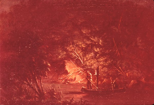 Ojibwe Spearing Salmon by Torchlight, 1846-1848.