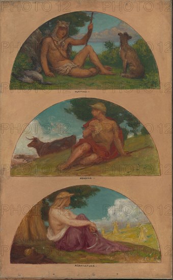 The Progress of Civilization: Hunting, Herding, Agriculture (mural study, State Capitol, Des Moines, Iowa), 1905-1906.
