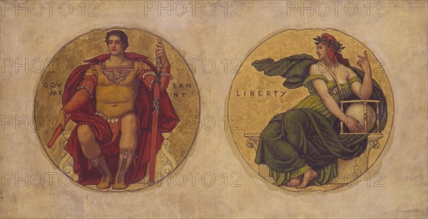 Study for mosaic in the Wisconsin State Capital "Government and Liberty", ca. 1912.