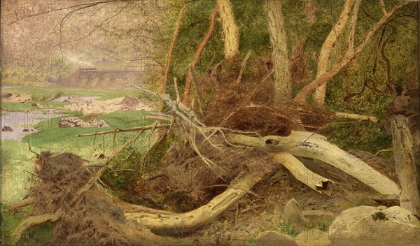 Wooded Landscape with Bridge, ca. 1860-1870.